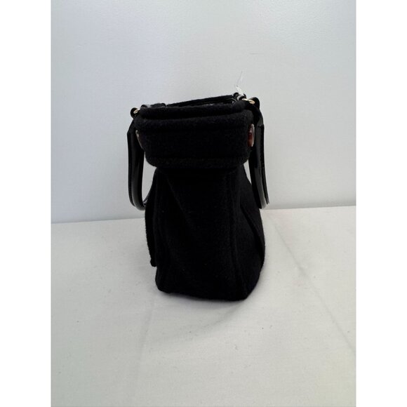 NWT Kate Spade Black Wool Button Tote Bag With Patent Leather Handles & Lined In - Picture 5 of 11